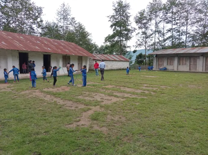students playing